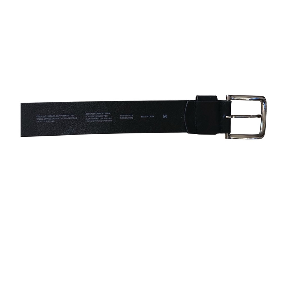 Harley‑Davidson Rock CandyBlack Leather Belt with Silver Rhinestone Skull Accent - Picture 3 of 4